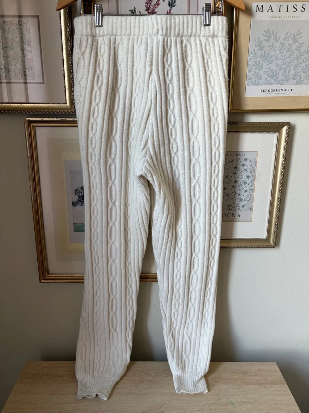 Alo Cable Knit Winter Bliss Pant in Ivory Medium